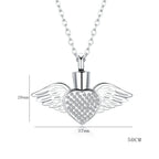Urn necklace with angel wings pendant