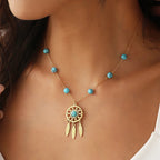 Dreamcatcher Pendant Necklace with Turquoise Beads