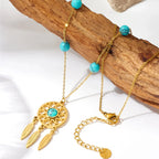 Dreamcatcher Pendant Necklace with Turquoise Beads