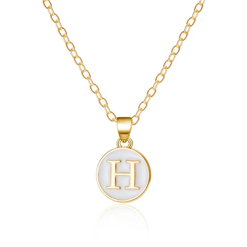 White initial h pendant necklace