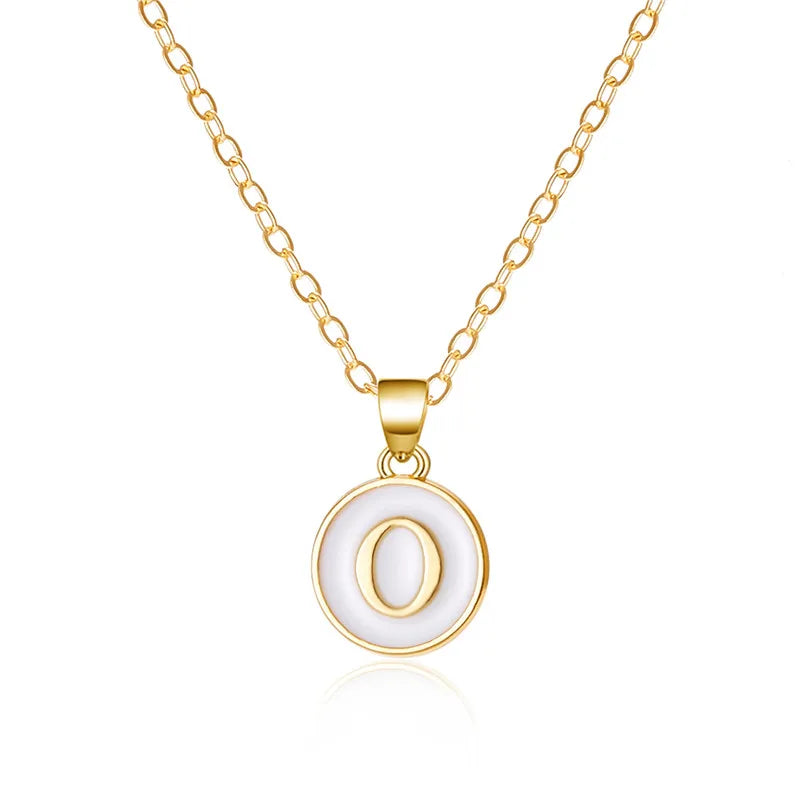 White initial o pendant necklace