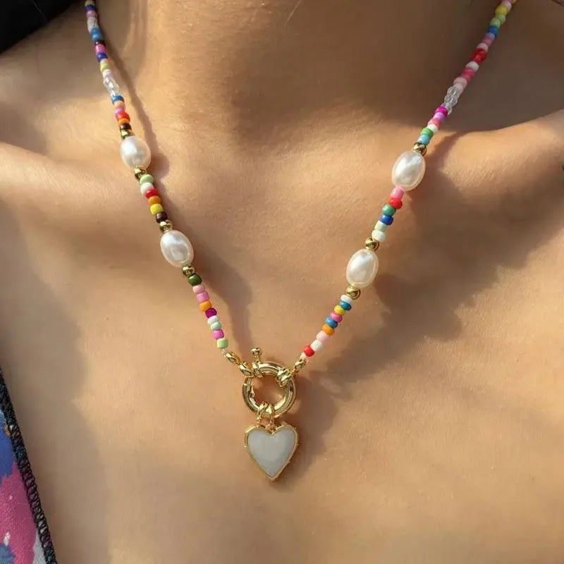 Necklace with Romantic Bohemian Pendant white