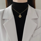 Necklace with Compass Pendant with Wind Rose Pink Zircon