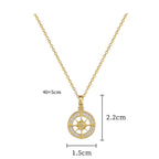 Necklace with Compass Pendant with Wind Rose Pink Zircon