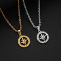 Necklace with Wind Rose Compass Pendant gold