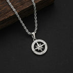 Necklace with Wind Rose Compass Pendant silver