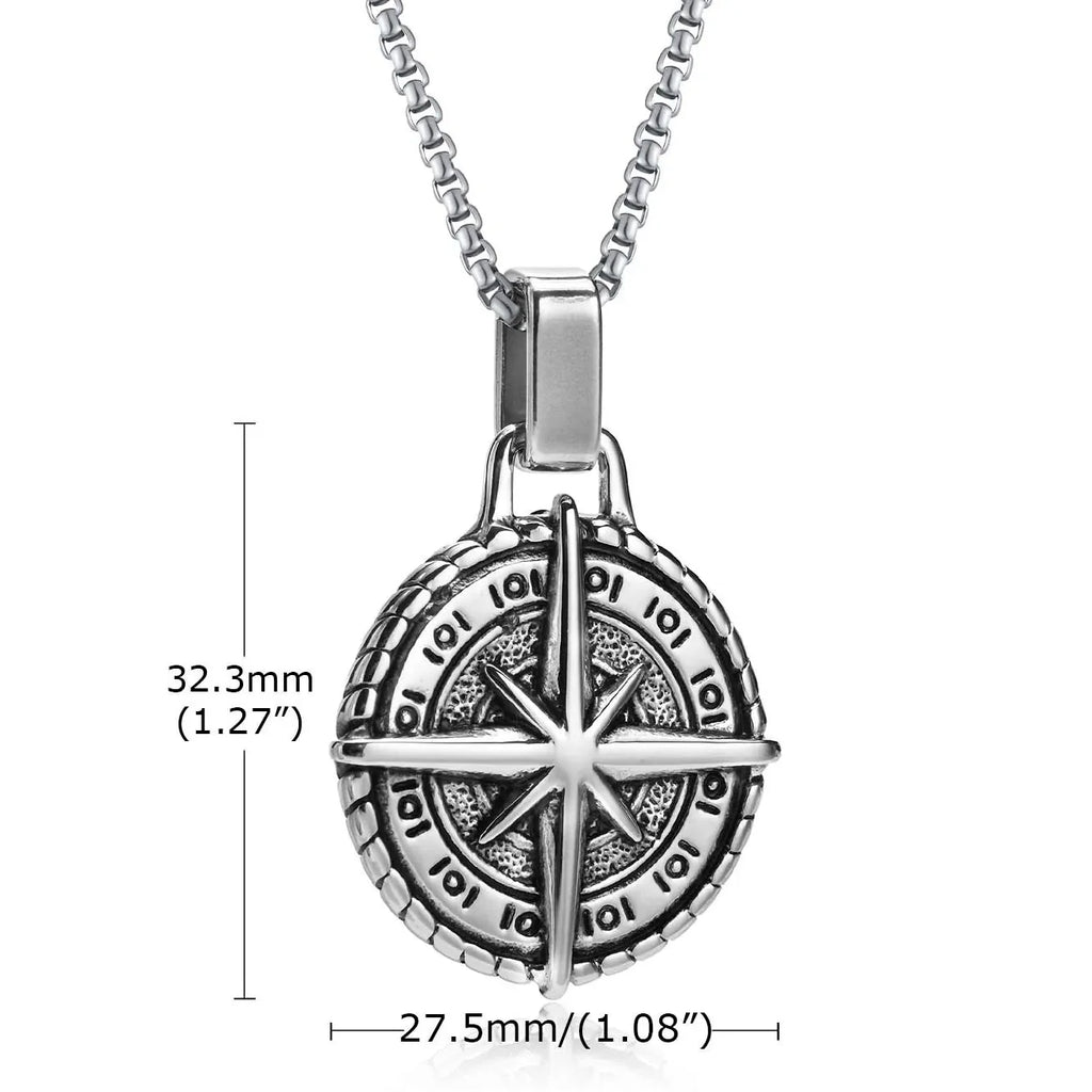 Men's Compass Rose Pendant Necklace