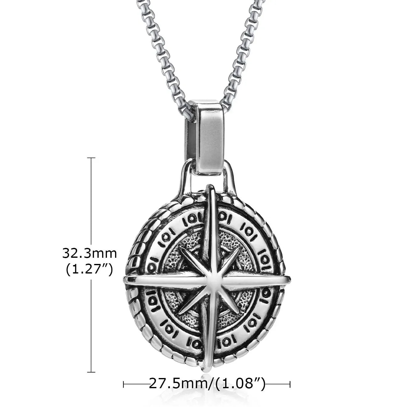 Men's Compass Rose Pendant Necklace