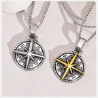 Men's Compass Rose Pendant Necklace in Gold