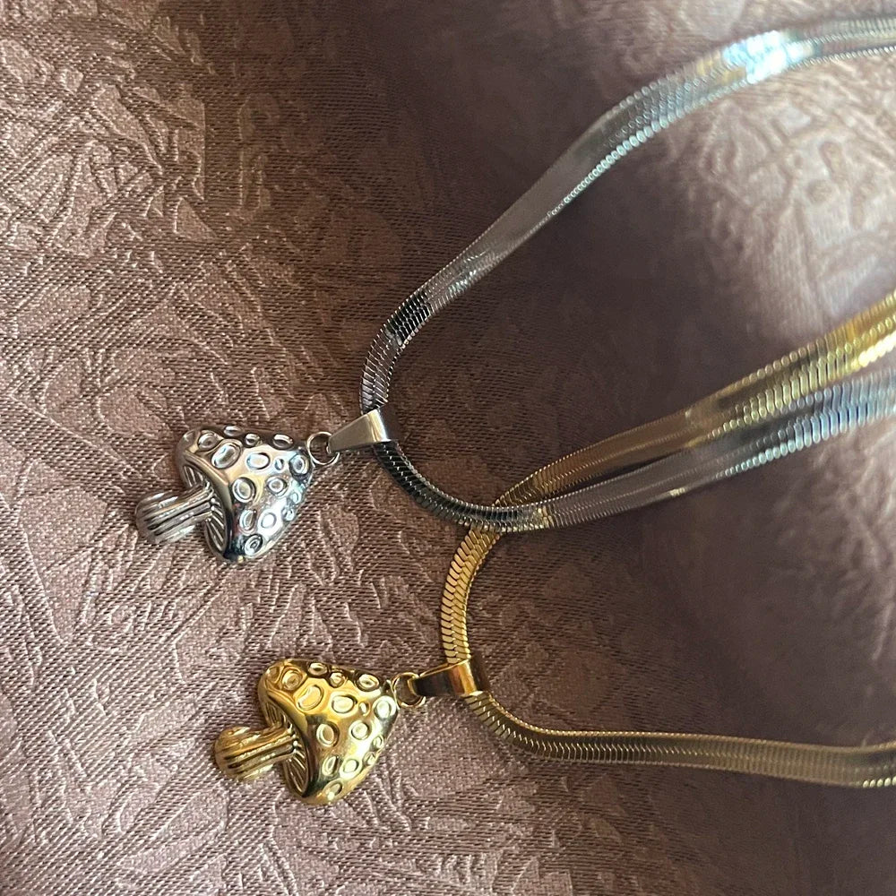 Necklace with Gold Mushroom Pendant