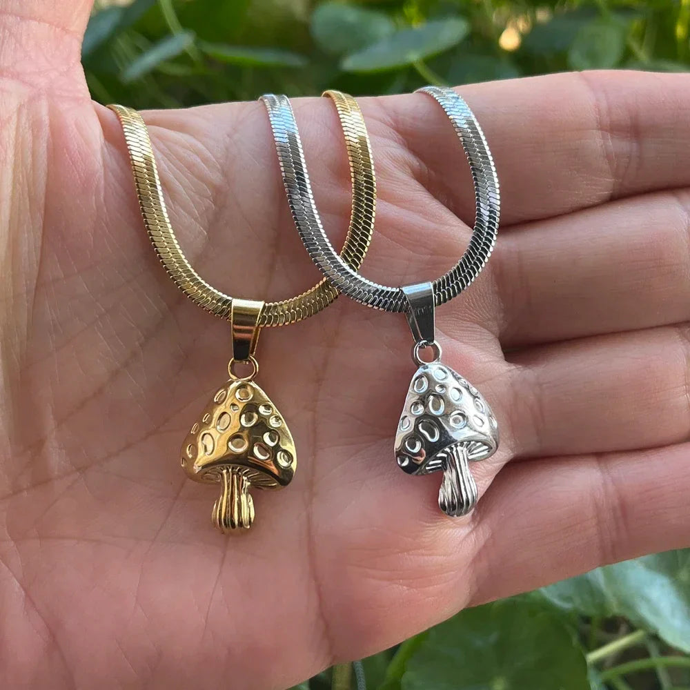 Necklace with Silver Mushroom Pendant