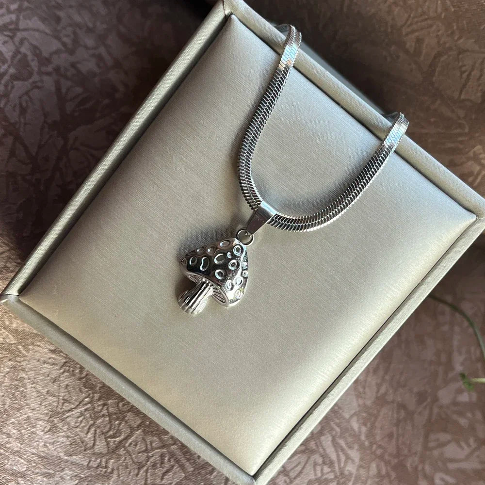 Necklace with Silver Mushroom Pendant