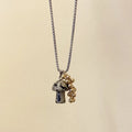 Autumn Mushroom Pendant Necklace tiger eye