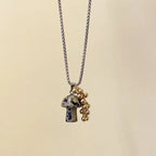 Autumn Mushroom Pendant Necklace tiger eye