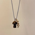 Autumn Mushroom Pendant Necklace brown