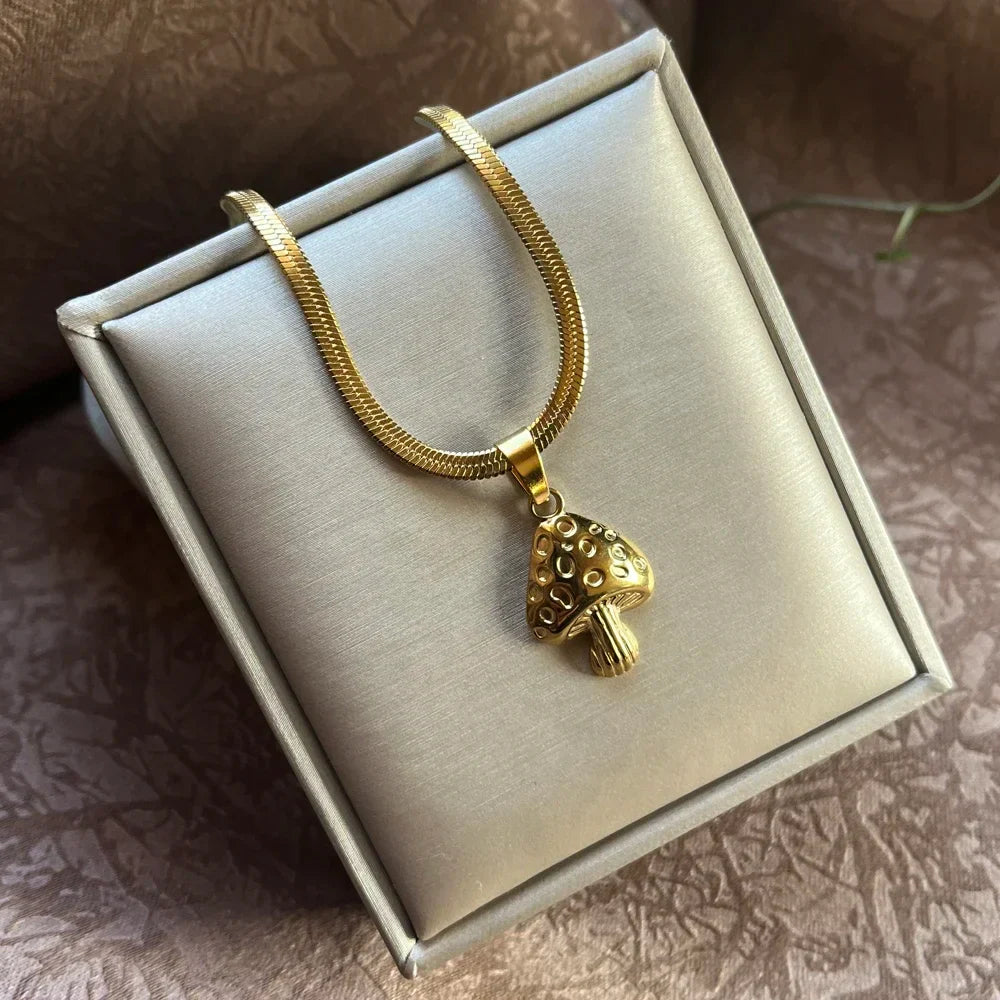 Necklace with Gold Mushroom Pendant