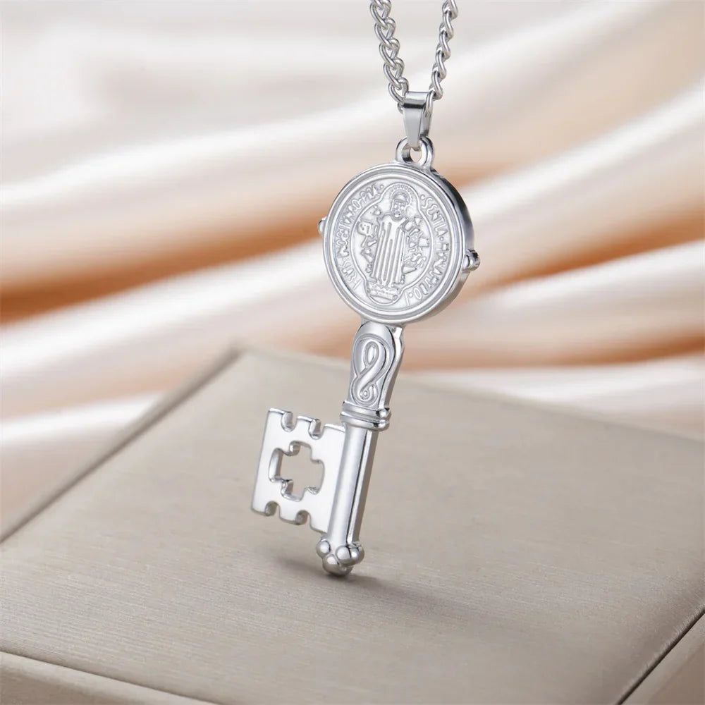 Necklace with Catholic key pendant silver