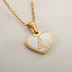 White heart pendant necklace initial a