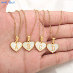 White heart pendant necklace initial
