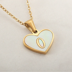 White heart pendant necklace initial o
