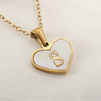 White heart pendant necklace initial s