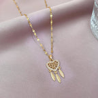 Necklace with Crystal Heart Dreamcatcher Pendant