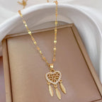 Necklace with Crystal Heart Dreamcatcher Pendant