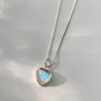 Necklace with Fertility Heart Pendant Moonstone Smooth Chain