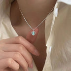 Necklace with Fertility Heart Pendant Moonstone Beaded Chain