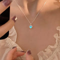 Necklace with Fertility Heart Pendant Moonstone Smooth Chain