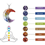 Necklace with Crescent Moon Pendant 7 Chakras