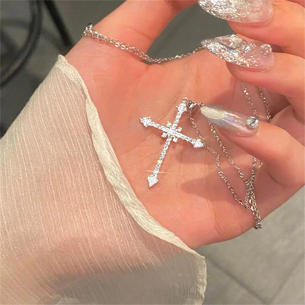 Necklace with Zircon Cross Pendant