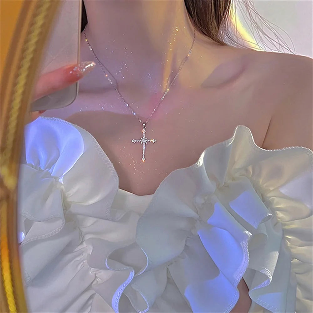 Necklace with Zircon Cross Pendant