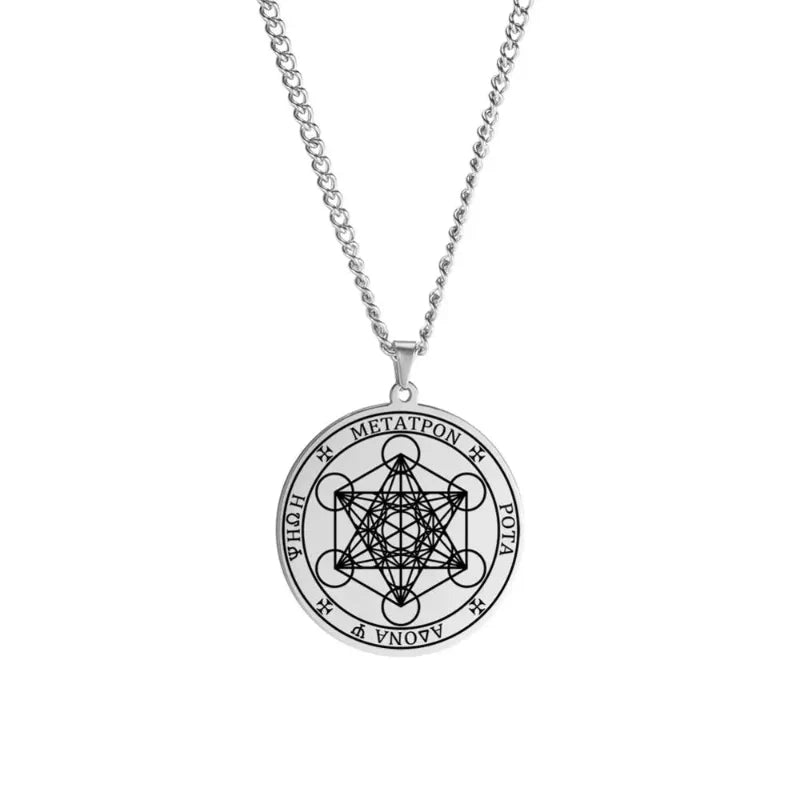 Necklace with Metatron Cube Pendant silver