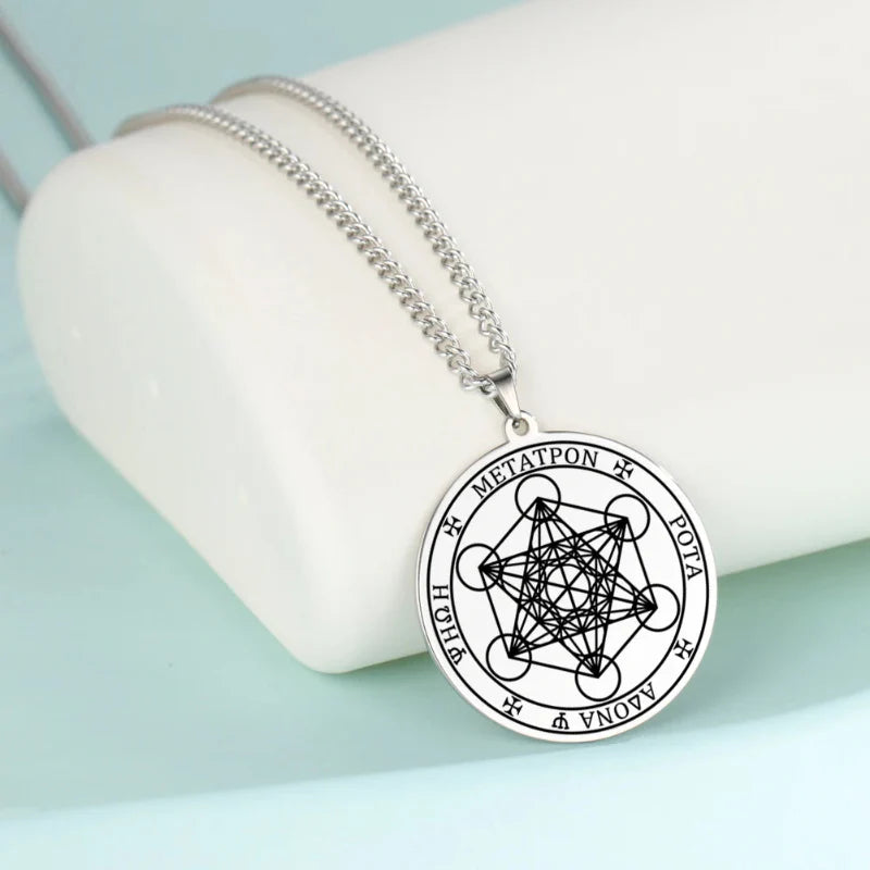 Necklace with Metatron Cube Pendant silver