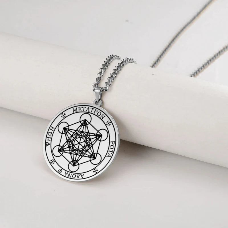 Necklace with Metatron Cube Pendant silver
