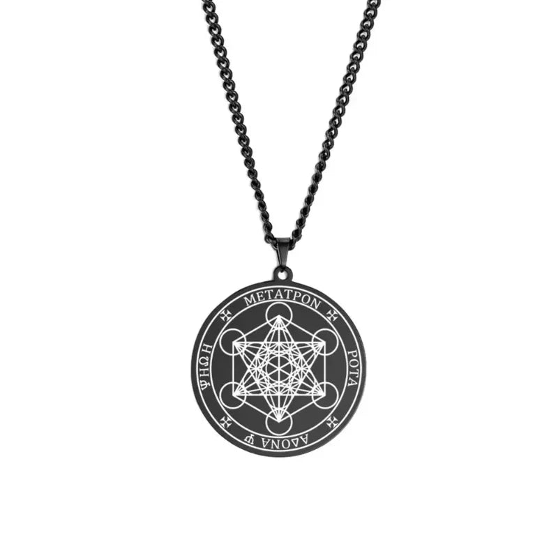 Necklace with Metatron Cube Pendant black