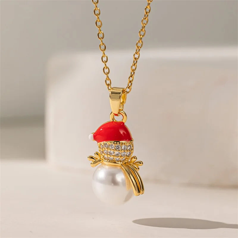 Necklace with Christmas Snowman Pendant