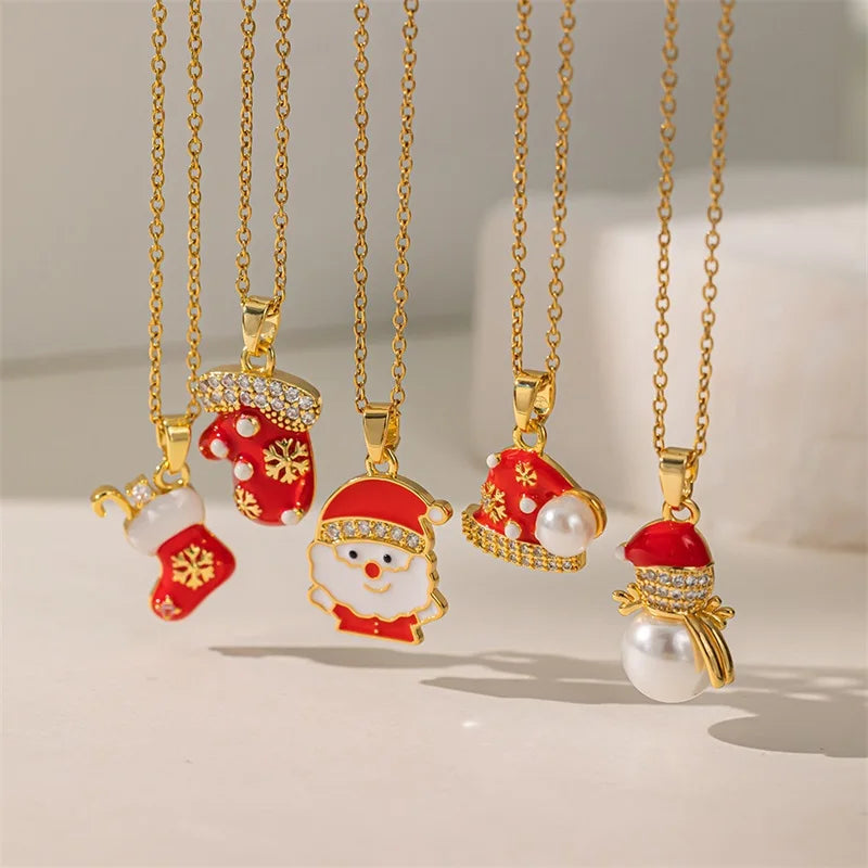 Necklace with Christmas Snowman Pendant