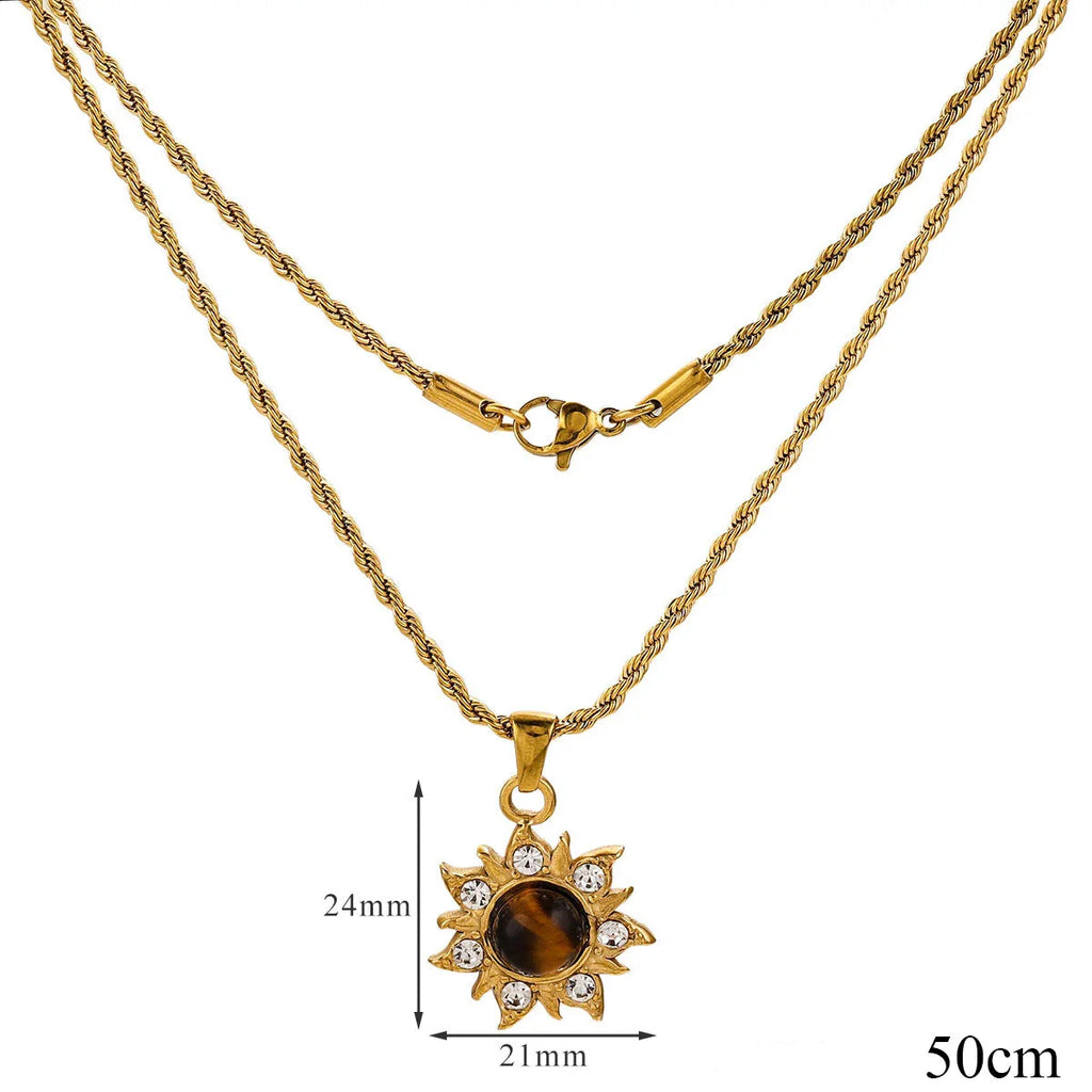Tiger's Eye Protection Pendant Necklace for Women D