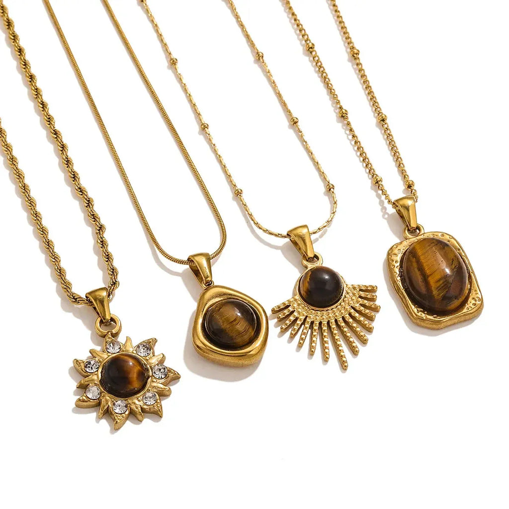 Tiger's Eye Protection Pendant Necklace for Women B
