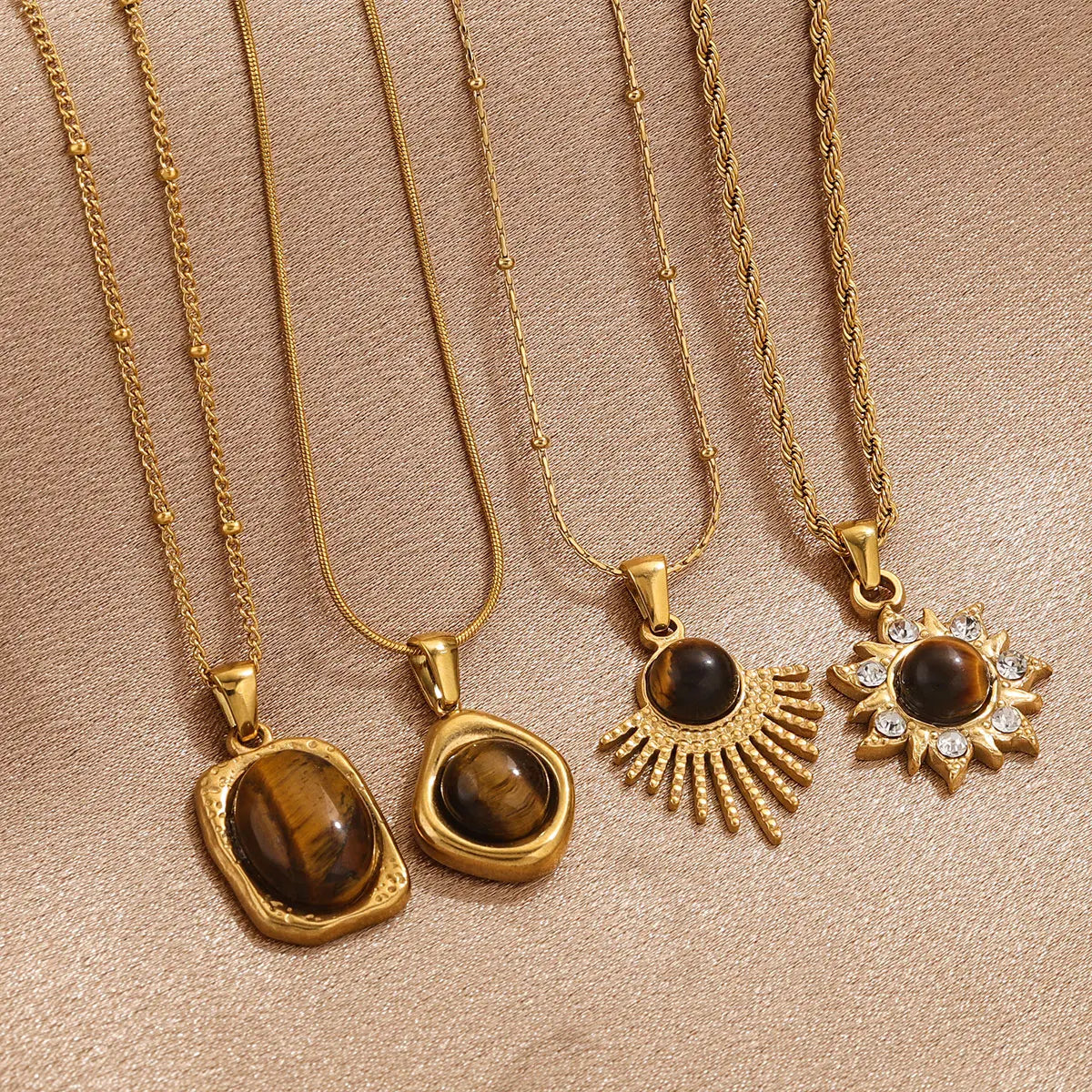 Tiger's Eye Protection Pendant Necklace for Women B