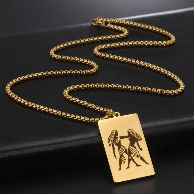 Elegant Zodiac Sign Astrology Pendant Necklace 
