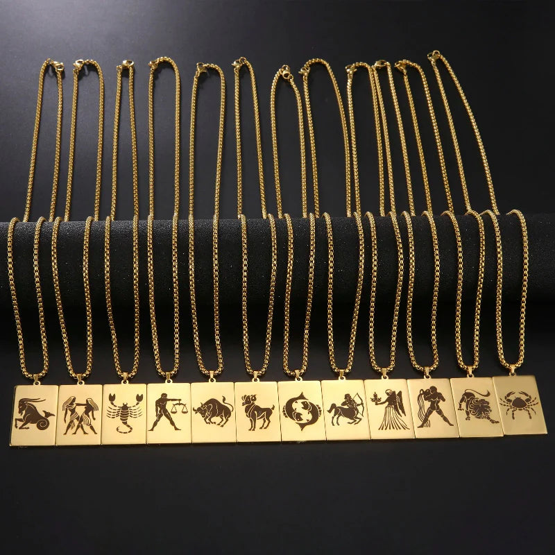 Elegant Zodiac Sign Astrology Pendant Necklace