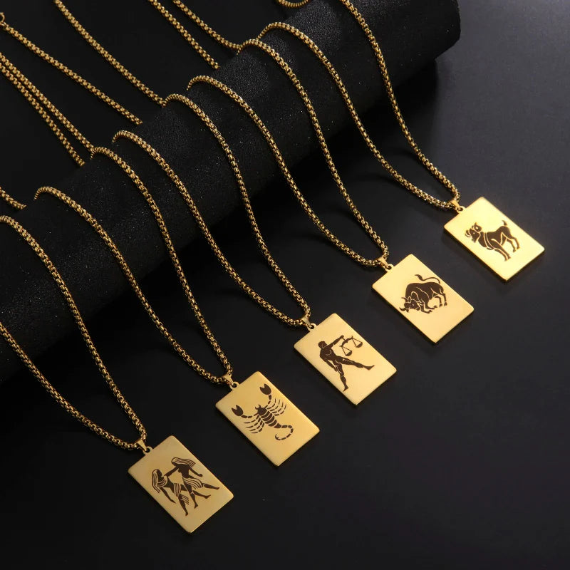 Elegant Zodiac Sign Astrology Pendant Necklace