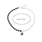 Necklace with Black and White Yin Yang Pearl Pendant