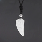 Necklace with Natural Stone Shark Tooth Pendant White Crystal