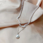 Necklace with White Pearl Pendant silver