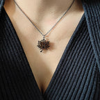 Necklace with Black Maple Leaf Pendant