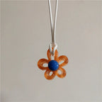 Colored Flower Pendant Necklace brown